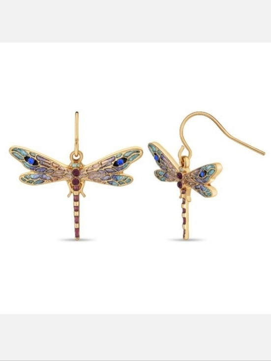 Fashion Jewelry Jewelry - Gold Dragonfly Crystal Nouvelle Art Deco Dangle Earrings By Stauer Jewelry